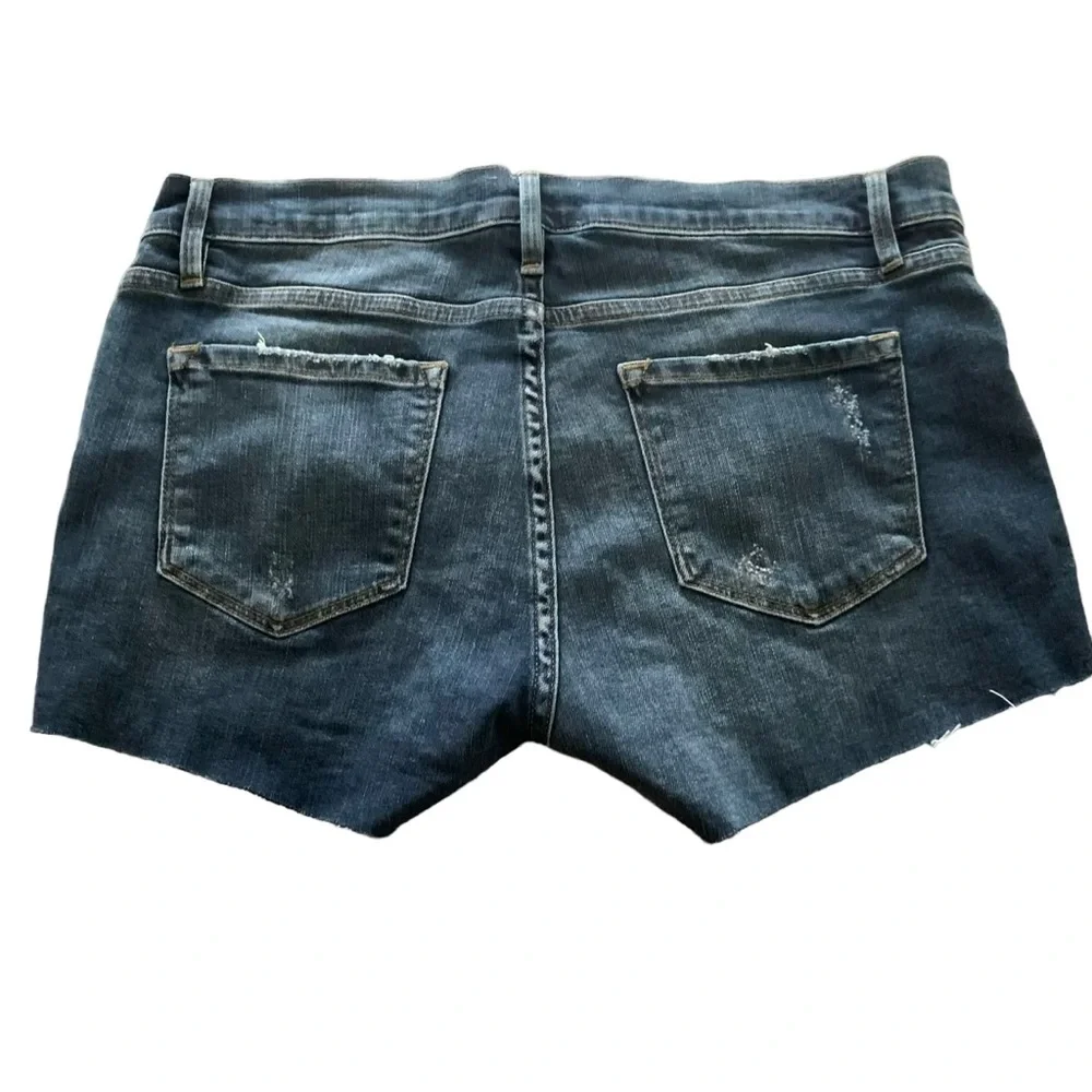 FRAME Le Cut Off Shorts Azure Blue Distressed Raw Hem Denim Women’s Size 29 NWT